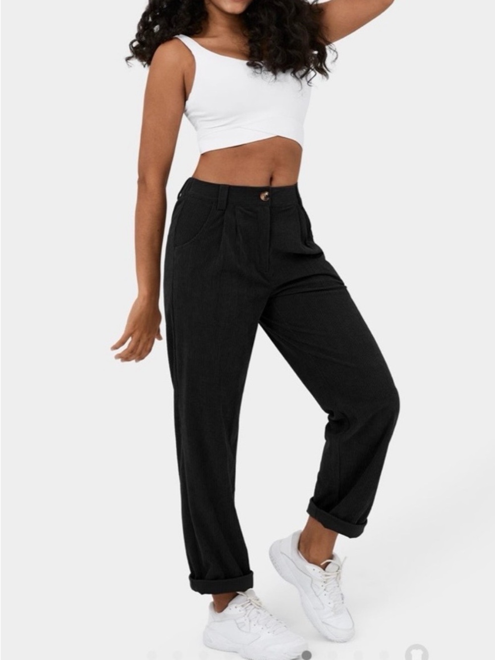 HALARA Black Mid-Rise Pants Pleated Pockets Relaxed Fit Size Small